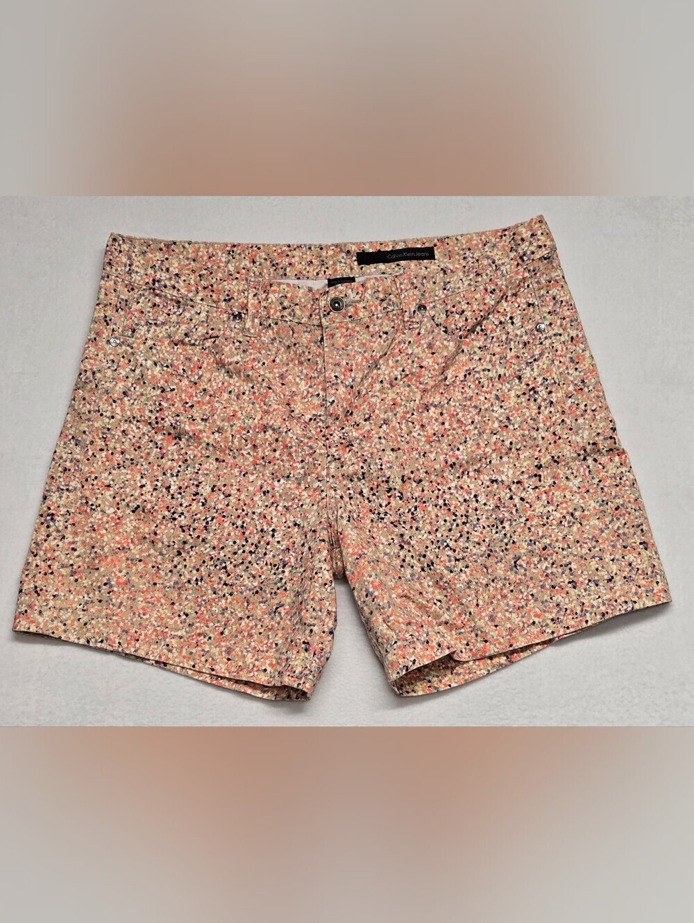 Calvin Klein 31 / 12 Shorts Chino Lightweight Denim Shorts Splattered Paint
